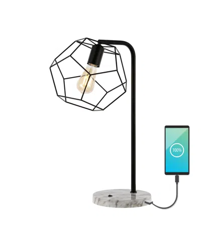 JONATHAN Y PENTA 23.5" INDUSTRIAL FARMHOUSE HEAD-ADJUSTABLE IRON LED TASK LAMP WITH USB CHARGING PORT