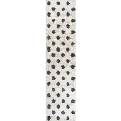 Jonathan Y Pere Modern Charcoal Dot Shag Area Rug In White/gray