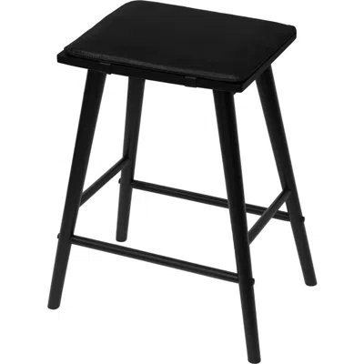 Jonathan Y Peroni Mid-century Backless Counter Stool, Vegan Leather Cushioned Seat Solid Wood Frame  In Black (26" Counter Stool)
