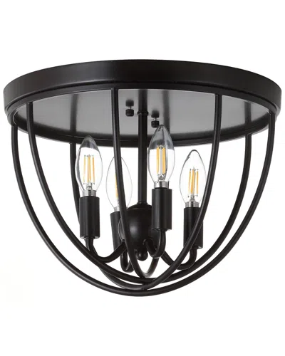 Jonathan Y Peter 13.75in Metal Led Flush Mount In Black