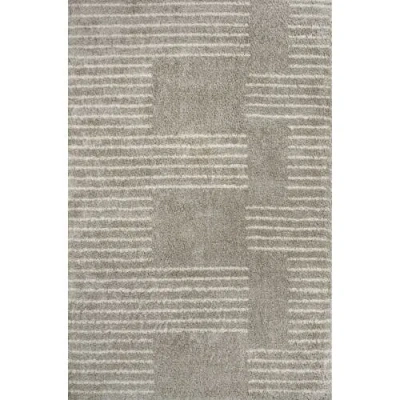 Jonathan Y Petra Abstract Stripe Geometric Shag Area Rug In Gray/ivory