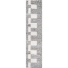 Jonathan Y Petra Abstract Stripe Geometric Shag Area Rug In White/gray