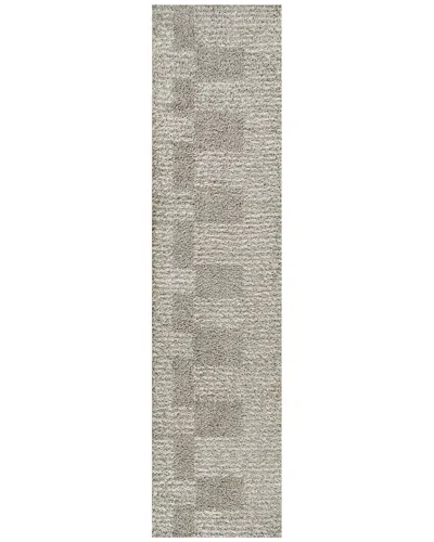 Jonathan Y Petra Abstract Stripe Geometric Shag Polypropylene Rug In Grey