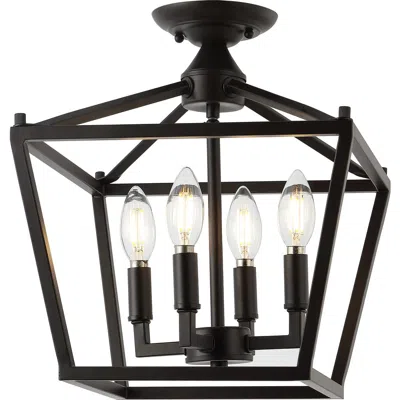 Jonathan Y Plains 4-light Iron Modern Farmhouse Led Flush Mount In Oil Rubbed Bronze