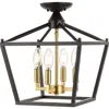 Jonathan Y Plains 4-light Iron Modern Farmhouse Led Flush Mount In Oil Rubbed Bronze/brass Gold