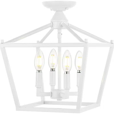 Jonathan Y Plains 4-light Iron Modern Farmhouse Led Flush Mount In White