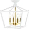 Jonathan Y Plains 4-light Iron Modern Farmhouse Led Flush Mount In White/brass Gold