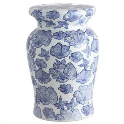 Jonathan Y Poppies 17.7" Ceramic Garden Stool In Blue