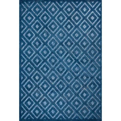 Jonathan Y Portmany Neutral Diamond Trellis Indoor/outdoor Area Rug In Blue