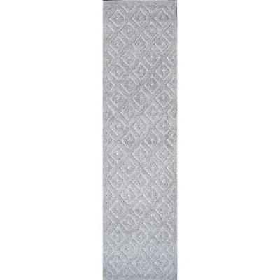 Jonathan Y Portmany Neutral Diamond Trellis Indoor/outdoor Area Rug In Light Grey