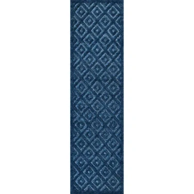 Jonathan Y Portmany Neutral Diamond Trellis Indoor/outdoor Area Rug In Navy