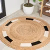 Jonathan Y Porto Geometric Jute Circle Natural/cream/black Round Area Rug