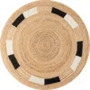 Jonathan Y Porto Geometric Jute Circle Round Area Rug In Natural/cream/black