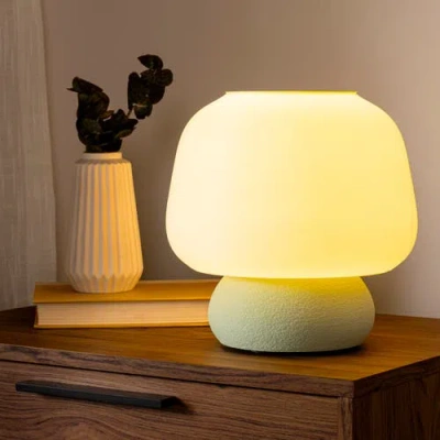Jonathan Y Portobello Modern Classic Plant-based Led 3d Printed Mushroom Table Lamp, Dimmable In Pastel Mint