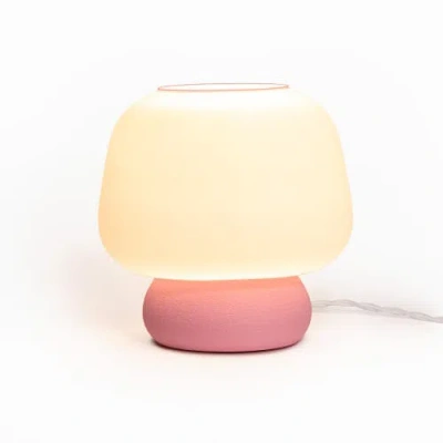 Jonathan Y Portobello Modern Classic Plant-based Led 3d Printed Mushroom Table Lamp, Dimmable In White/light Pink