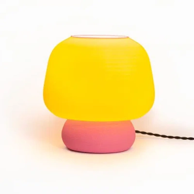 Jonathan Y Portobello Modern Classic Plant-based Led 3d Printed Mushroom Table Lamp, Dimmable In Yellow/hot Pink