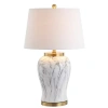 Jonathan Y Prague 28" Ceramic Marble Led Table Lamp, White/gold In White