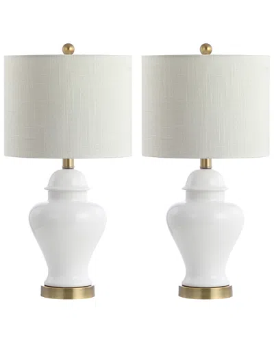 Jonathan Y Qin 22in Ceramic/iron Classic Cottage Led Table Lamp In Metallic