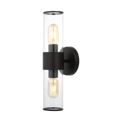 Jonathan Y Quinn 2-light Mid-century Modern Iron/acrylic Led Sconce In Oil Rubbed Bronze/clear