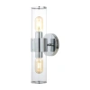Jonathan Y Quinn 2-light Mid-century Modern Iron/acrylic Led Sconce In Chrome With Clear Shade