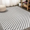 Jonathan Y Rabat High-low Pile Mini-diamond Trellis Indoor/outdoor Area Rug In White/black