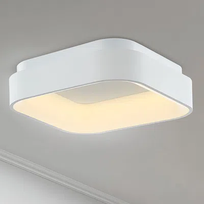Jonathan Y Rafael 17.7" Integrated Led Metal Flush Mount Ceiling Light In White
