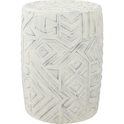 Jonathan Y Rafi 17.75" Midcentury Modern Geometric Drum Garden Stool In White