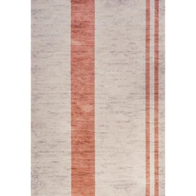 Jonathan Y Raita Modern Distressed Stripe Machine-washable Area Rug In Ivory/peach