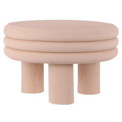 Jonathan Y Rashida 13.5" Contemporary Minimalist Curvy Low Accent Table, White Frosted In Pink