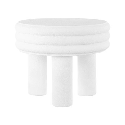 Jonathan Y Rashida 17.75" Contemporary Minimalist Curvy High Accent Table, Pink Frosted In White