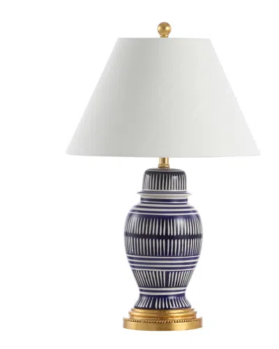 Jonathan Y Reed 27 Ceramic Iron Modern Coastal Led Table Lamp In Blue