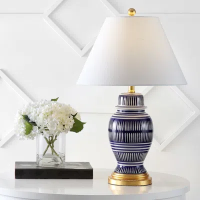 Jonathan Y Reed 27" Ceramic/iron Modern Coastal Led Table Lamp In Blue