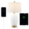 Jonathan Y Reese 26.5" 1-outlet Contemporary Style Iron/glass Led Table Lamp With Usb Charging Port In White/brass Gold