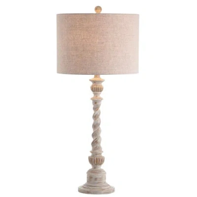 JONATHAN Y JONATHAN Y REGENT 33" RUSTIC RESIN LED TABLE LAMP, WHITE WASH