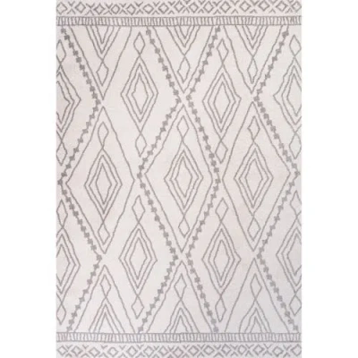Jonathan Y Rih Moroccan Style Diamond Area Rug In Ivory/gray