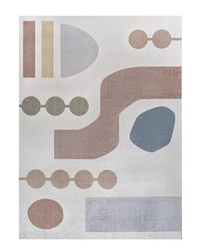 Jonathan Y Riley Abstract Coastal Contemporary Machine-washable Polyester Rug In White