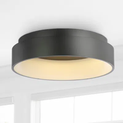 Jonathan Y Ring 17.7" Integrated Led Flush Mount Ceiling Light In Black