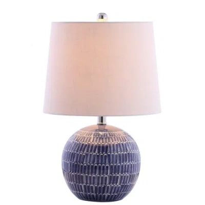 Jonathan Y Ronald 21" Ceramic Led Table Lamp, Navy