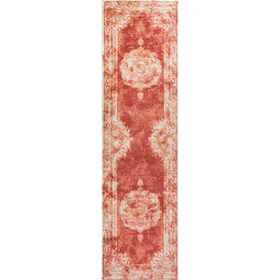Jonathan Y Rosalia Cottage Medallion Area Rug In Peach/ivory