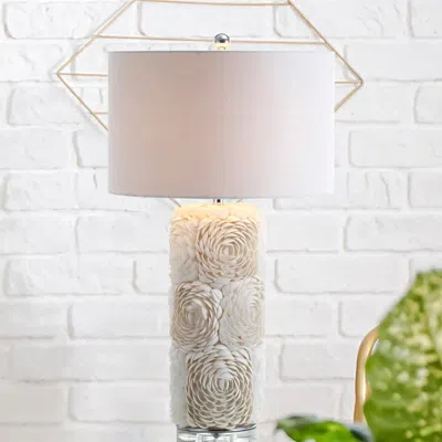 Jonathan Y Rosette 28.5" Seashell/resin/crystal Led Table Lamp In Orange