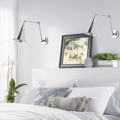 Jonathan Y Rover 7" Adjustable Classic Glam Arm Metal Led Wall Sconce (set Of 2) In Metallic