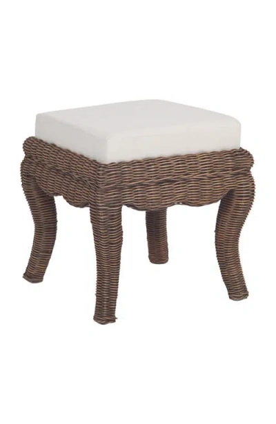Jonathan Y Rowan Coastal Woven Rattan Vanity Stool With Upholstered Cushion, Mango Wood Backless Mak In Brown