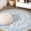 Jonathan Y Rozetta Boho Medallion Textured Weave Indoor/outdoor Round Area Rug In Gray/navy
