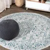 Jonathan Y Rozetta Boho Medallion Textured Weave Indoor/outdoor Round Area Rug In Gray/teal