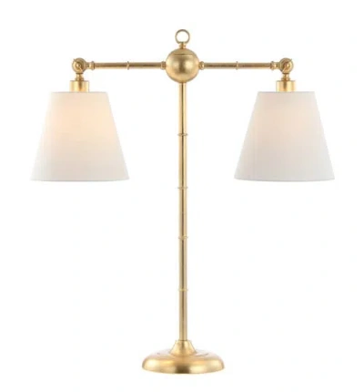 Jonathan Y Ruth 2-light Library Metal Led Table Lamp In Gold Leaf