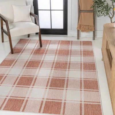 Jonathan Y Sabine Traditional Farmhouse Bold Gingham Indoor/outdoor Area Rug In Neutral