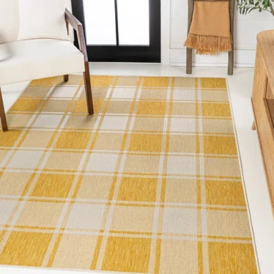 Jonathan Y Sabine Traditional Farmhouse Bold Gingham Indoor/outdoor Area Rug In Yellow/cream