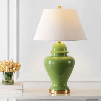 Jonathan Y Sagwa 33" Ceramic/iron Modern Classic Led Table Lamp In Green