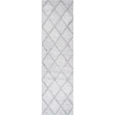 Jonathan Y Salines Diamond Trellis Indoor/outdoor Area Rug In Light Grey