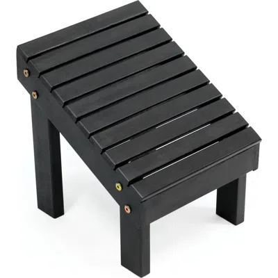 Jonathan Y Saru 11.8" Traditional Classic Solid Acacia Wood Shower Shaving Foot Stool In Black